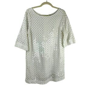 Roller Rabbit Cream Long Sleeve Eyelet Dress